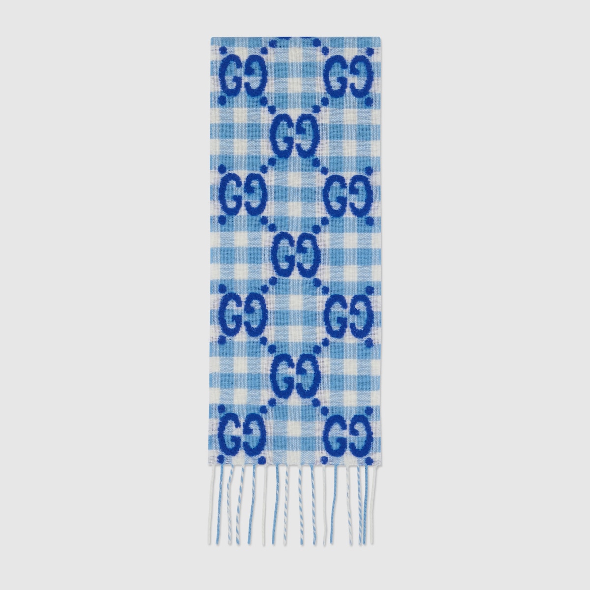 Children's check wool scarf in blue and white | GUCCI® US