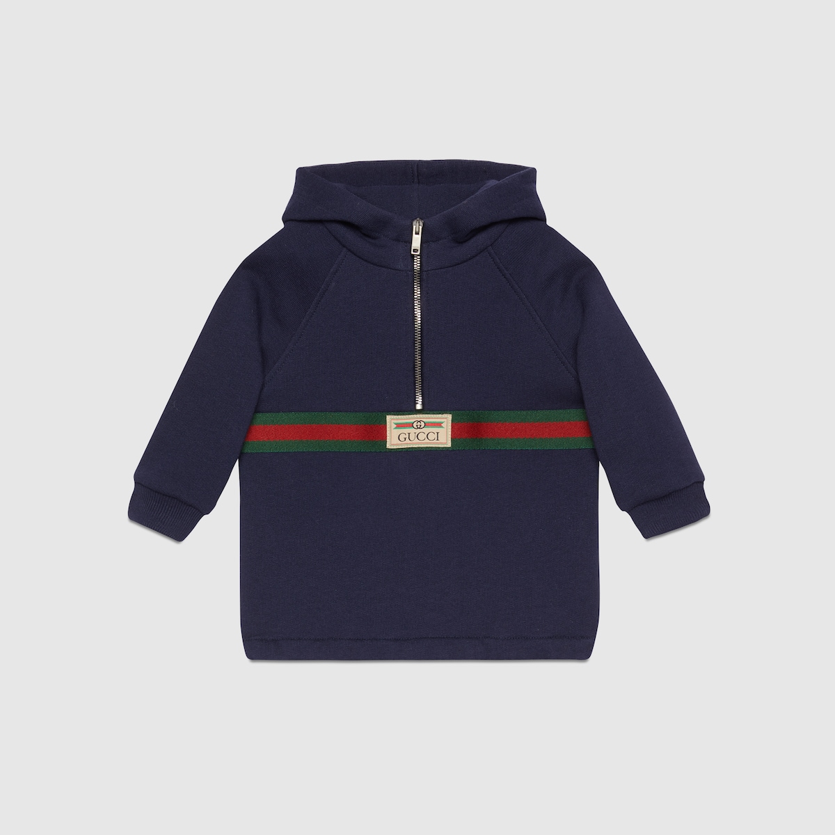Baby cotton jacket with Gucci label in dark blue | GUCCI® US Baby cotton jacket with Gucci label in dark blue | GUCCI® US