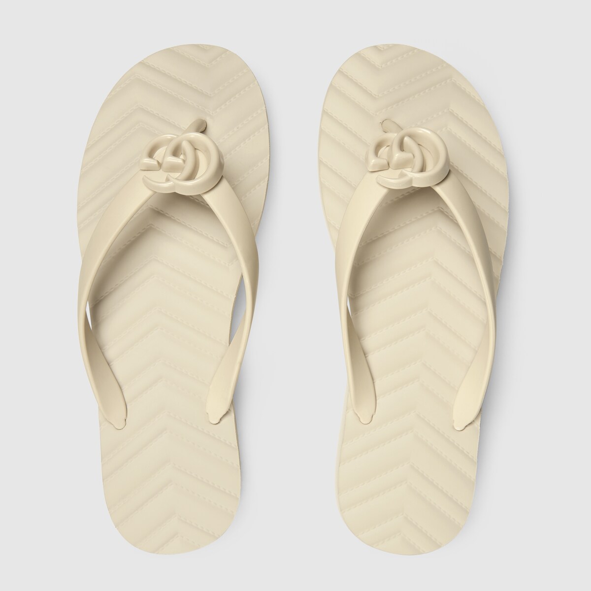 Women's chevron thong sandal in white rubber GUCCI® UK