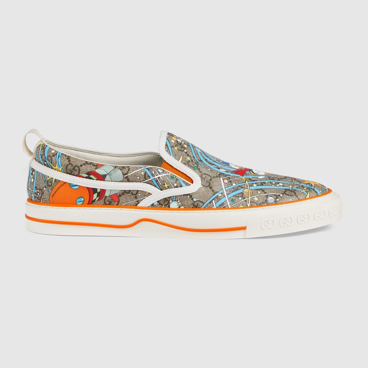 Sneaker Donald Duck Disney x Gucci Tennis 1977 uomo in GG Supreme beige