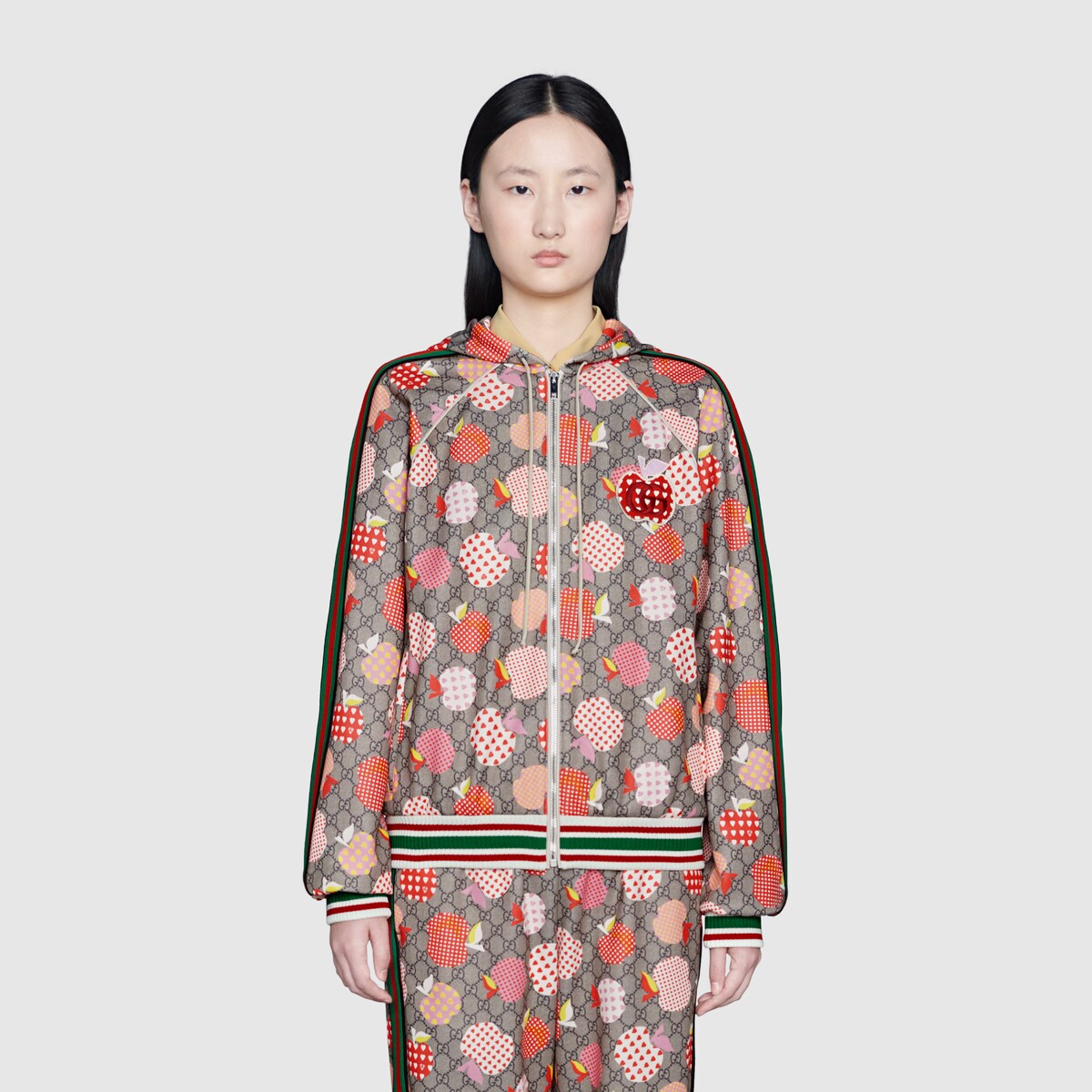 Women's Gucci Les Pommes jacket in beige and brown GUCCI® US