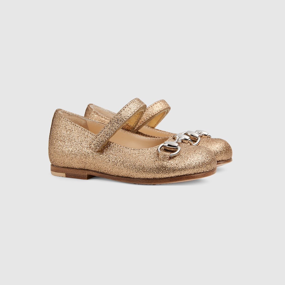 Toddler ballet flat with Horsebit in gold glitter | GUCCI® US