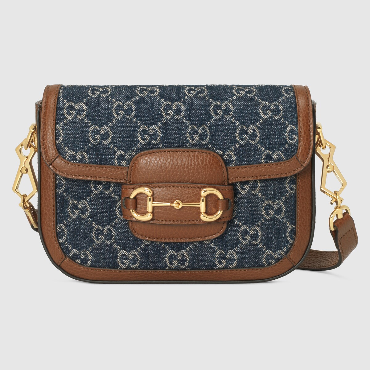 Mini borsa Gucci Horsebit 1955 in denim GG blu e avorio GUCCI® CH