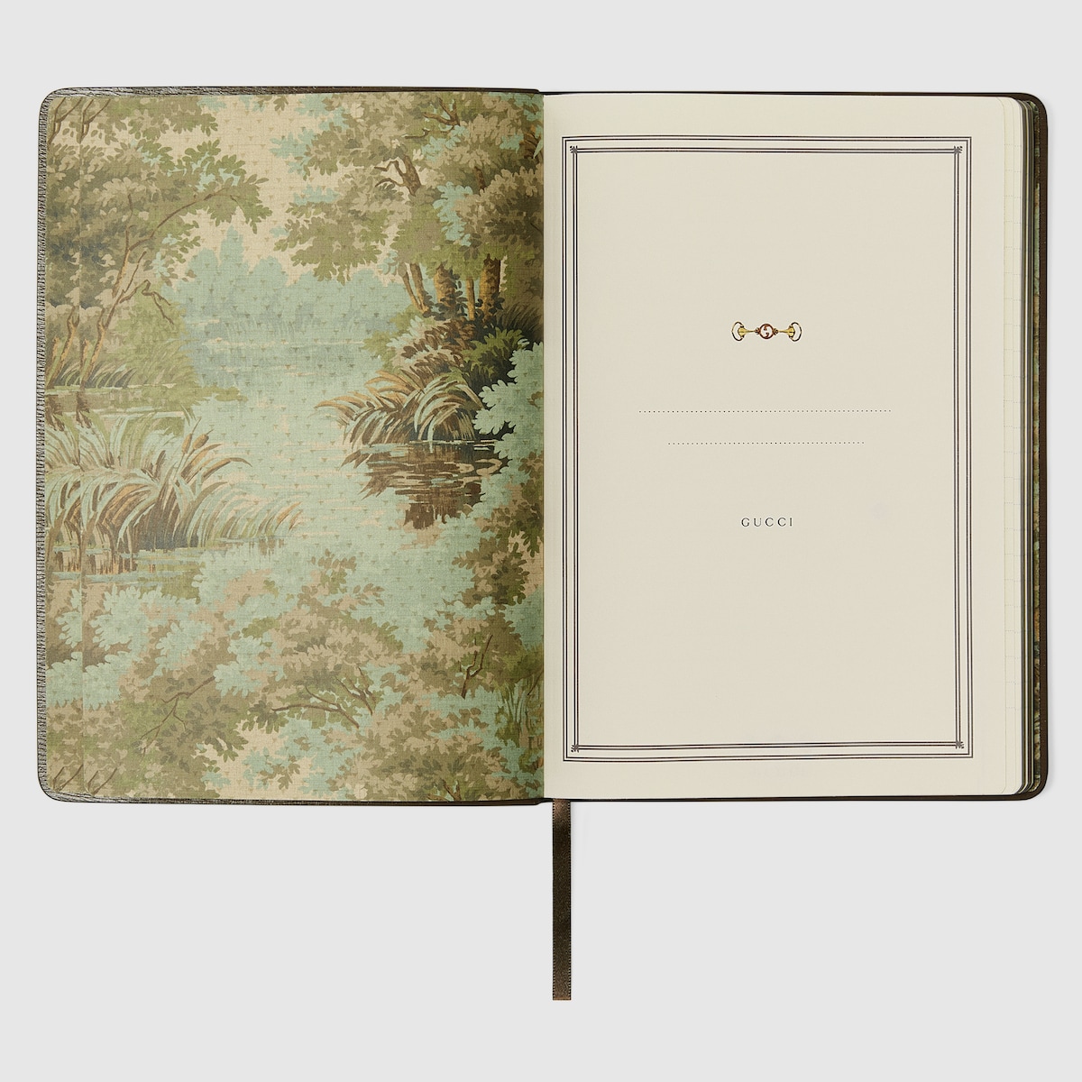 Large notebook with Web and Horsebit in ivory and brown mini GG | GUCCI® US