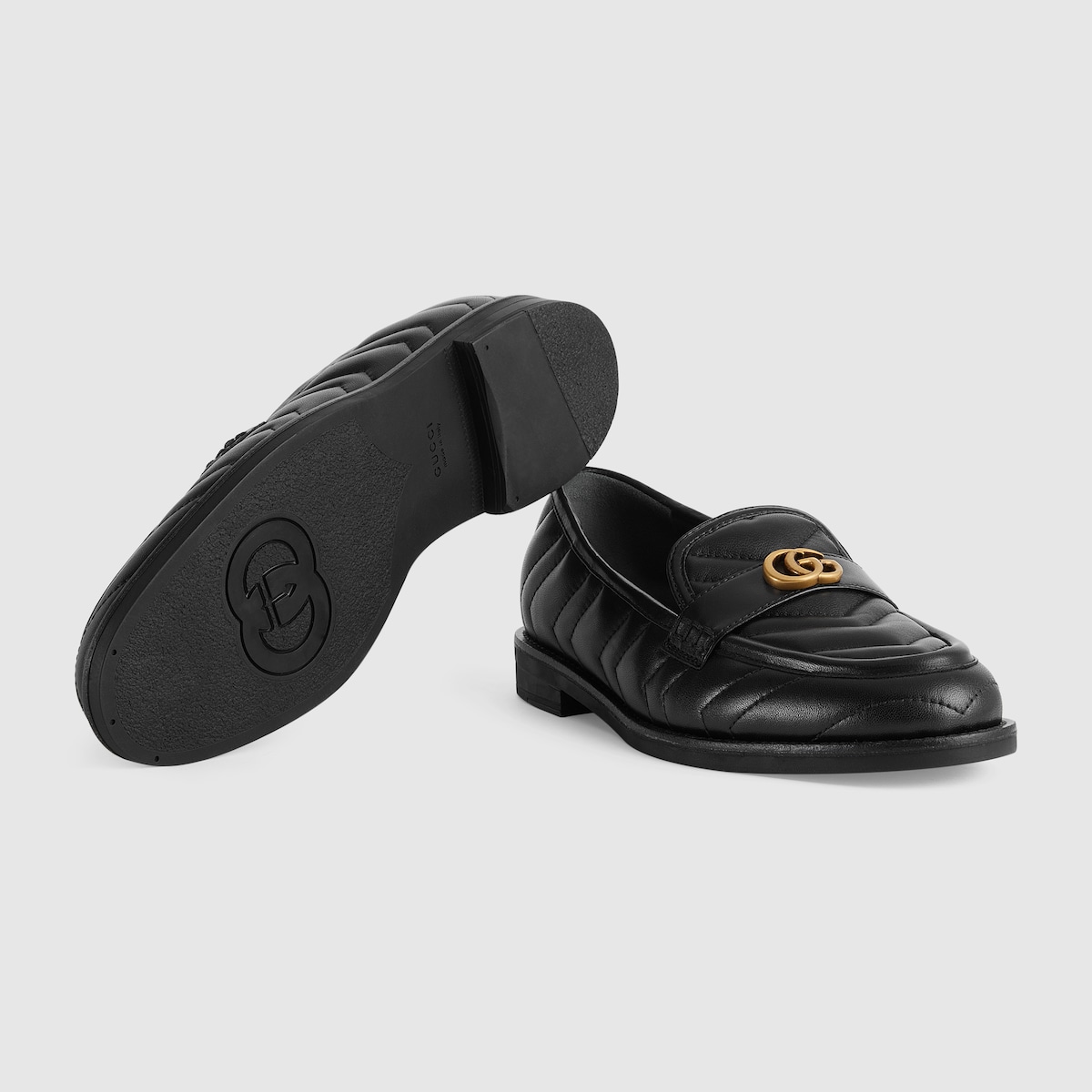 Women's loafer with Double G in black leather GUCCI® US