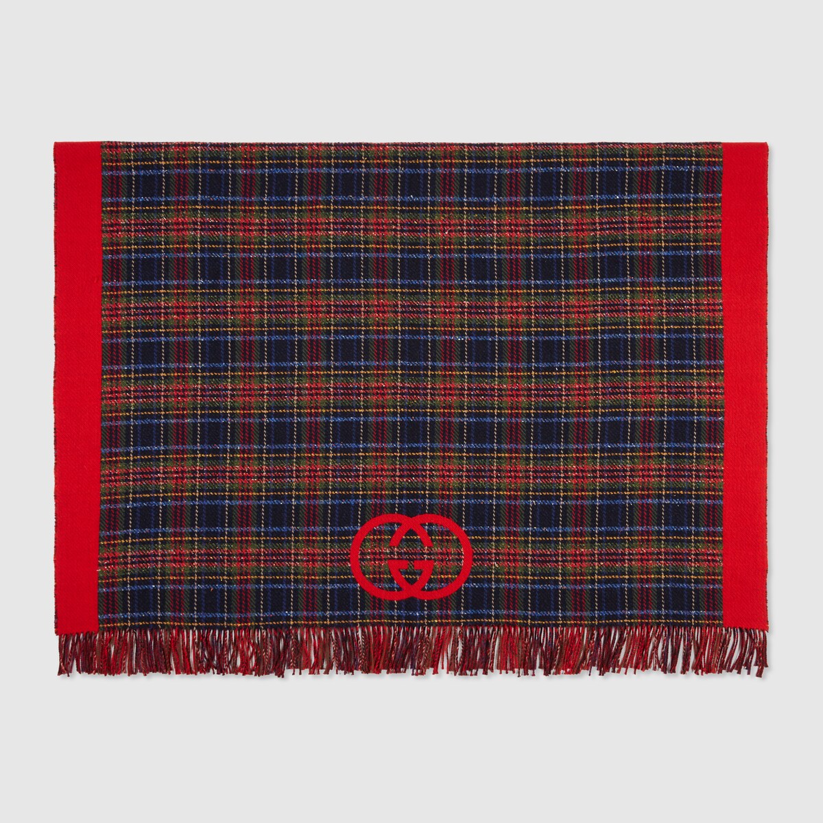 Wool blanket with Interlocking G in blue GUCCI® US