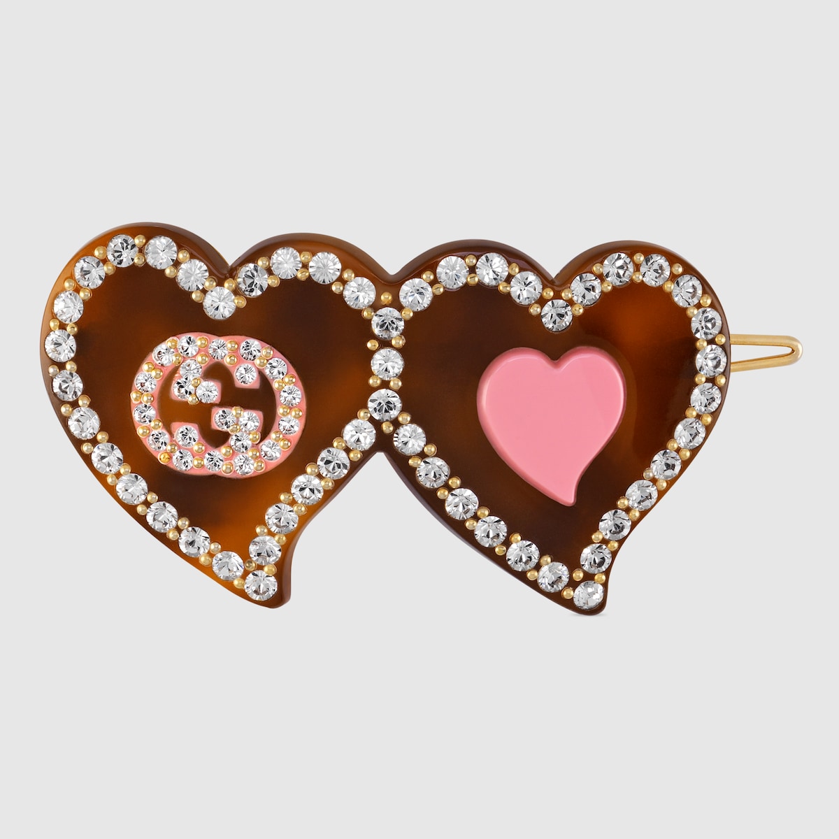 Hair clip with Interlocking G heart in tortoiseshell resin GUCCI® BG