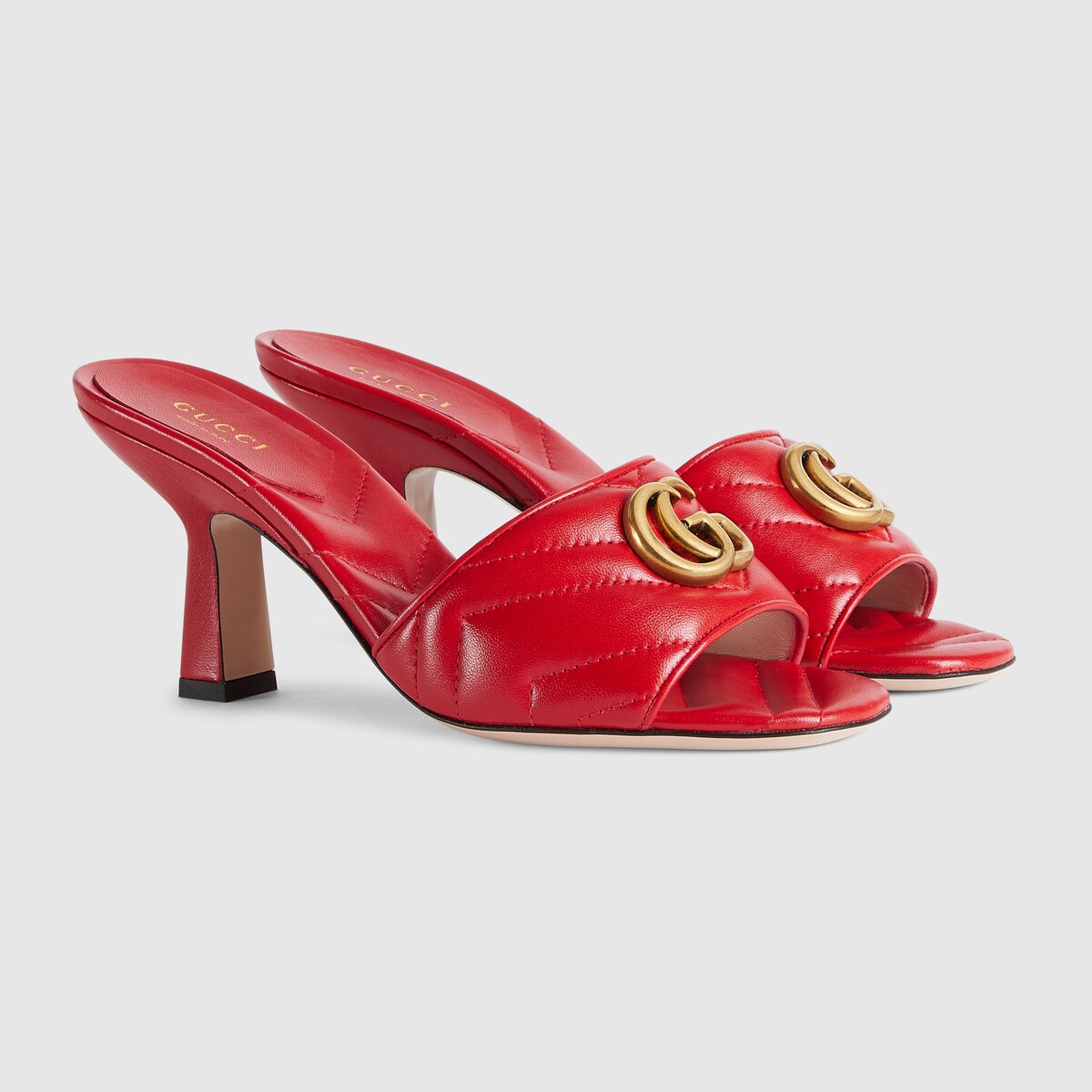 Women's Double G slide sandal in red leather GUCCI® US