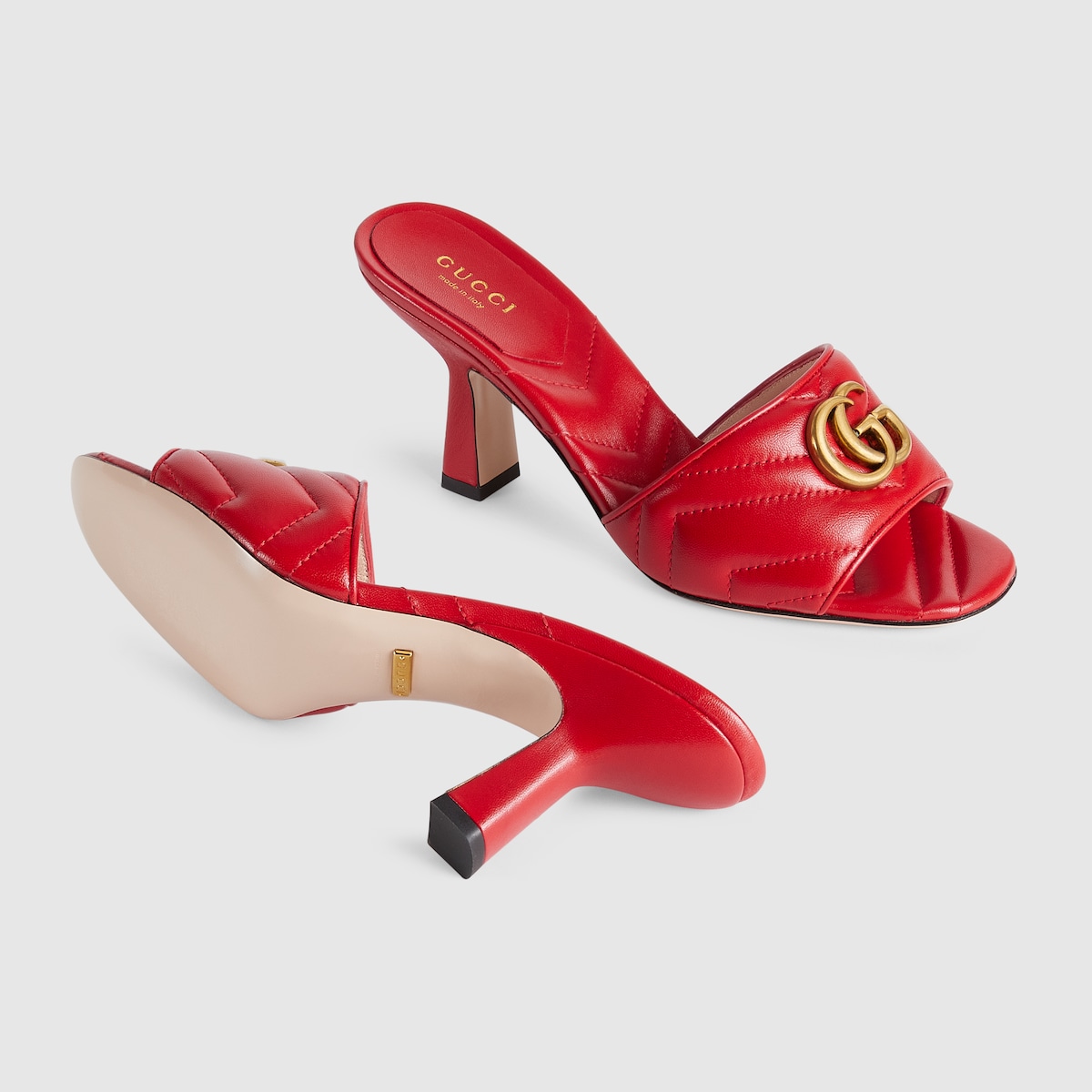 Women's Double G slide sandal in red leather GUCCI® US