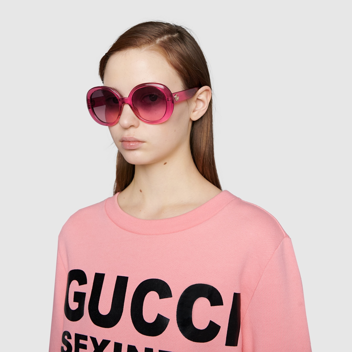 Big pink gucci sunglasses best sale