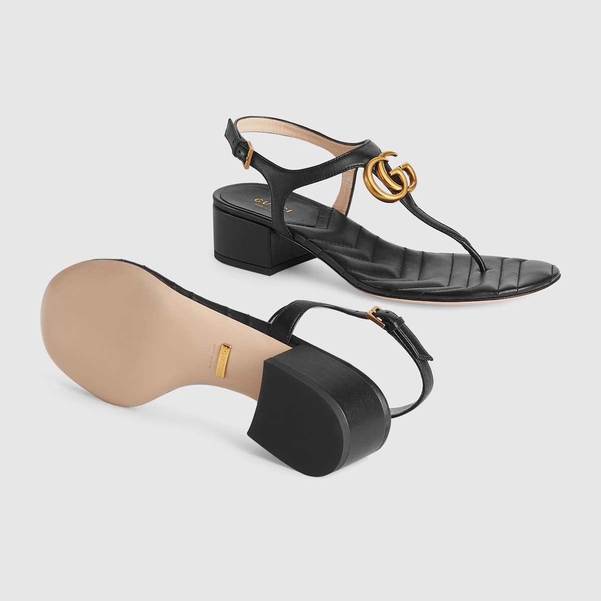 Women's Double G sandal in black leather | GUCCI® US