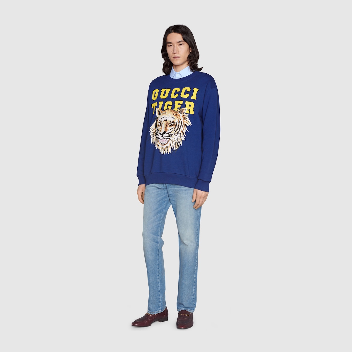 Gucci Tiger cotton sweatshirt in blue GUCCI AE