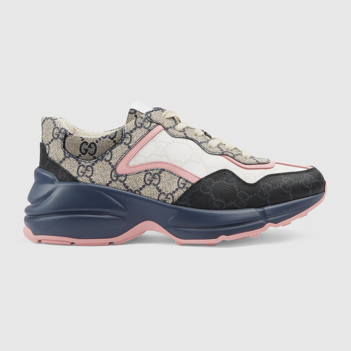 Women's GG Rhyton sneaker in beige and blue Supreme | GUCCI 