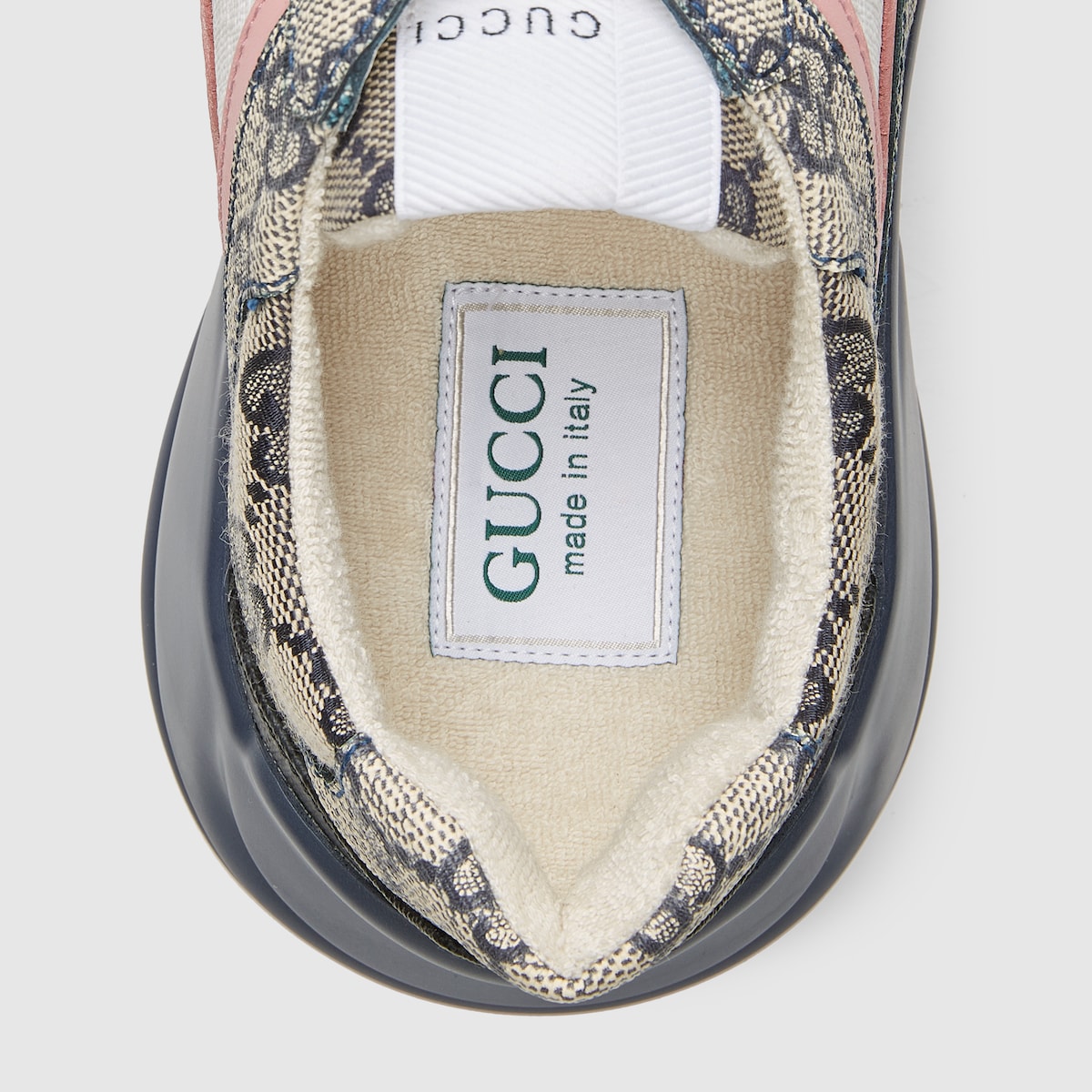 Women's GG Rhyton sneaker in beige and blue Supreme | GUCCI 