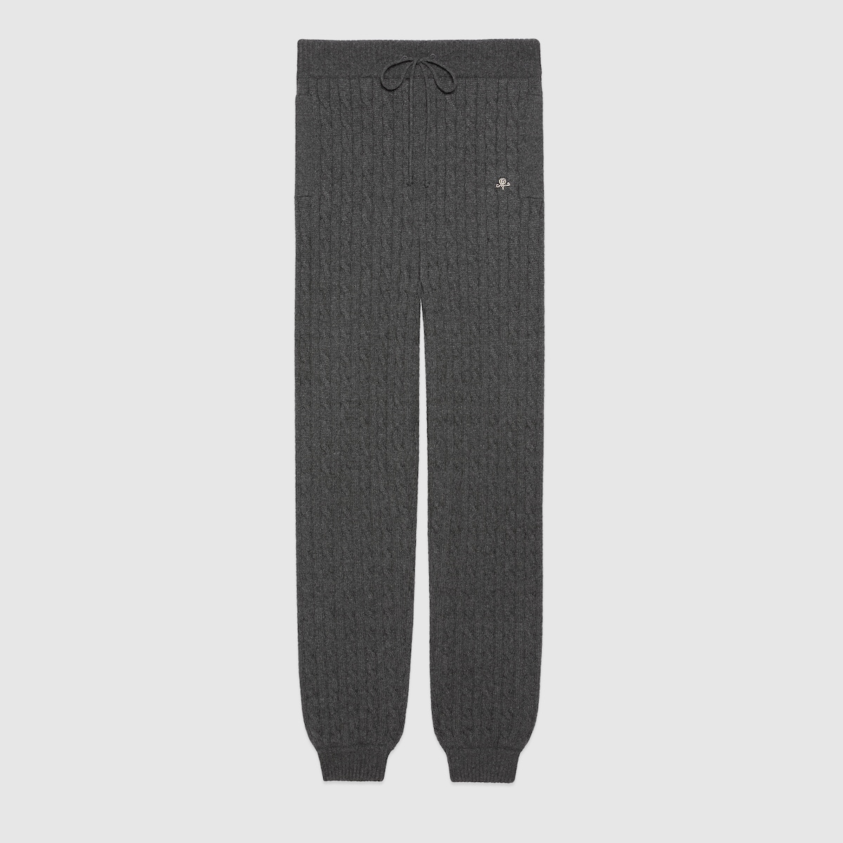 Wide-leg cashmere track bottoms in grey | GUCCI® BG