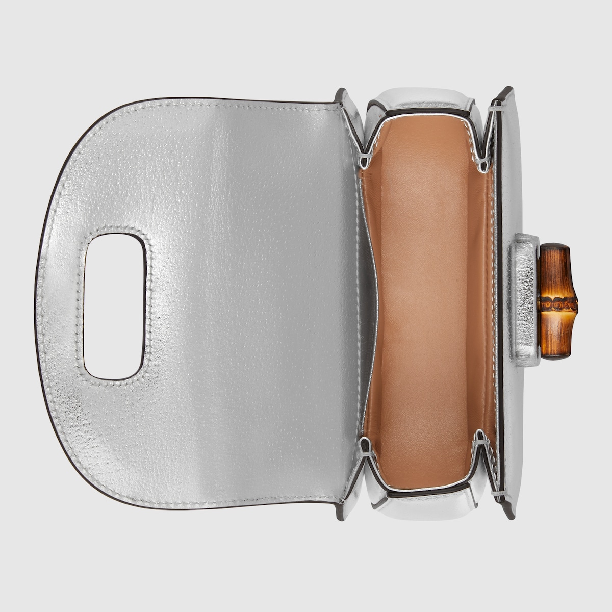 Gucci Bamboo 1947 mini top handle bag in silver leather GUCCI® Australia