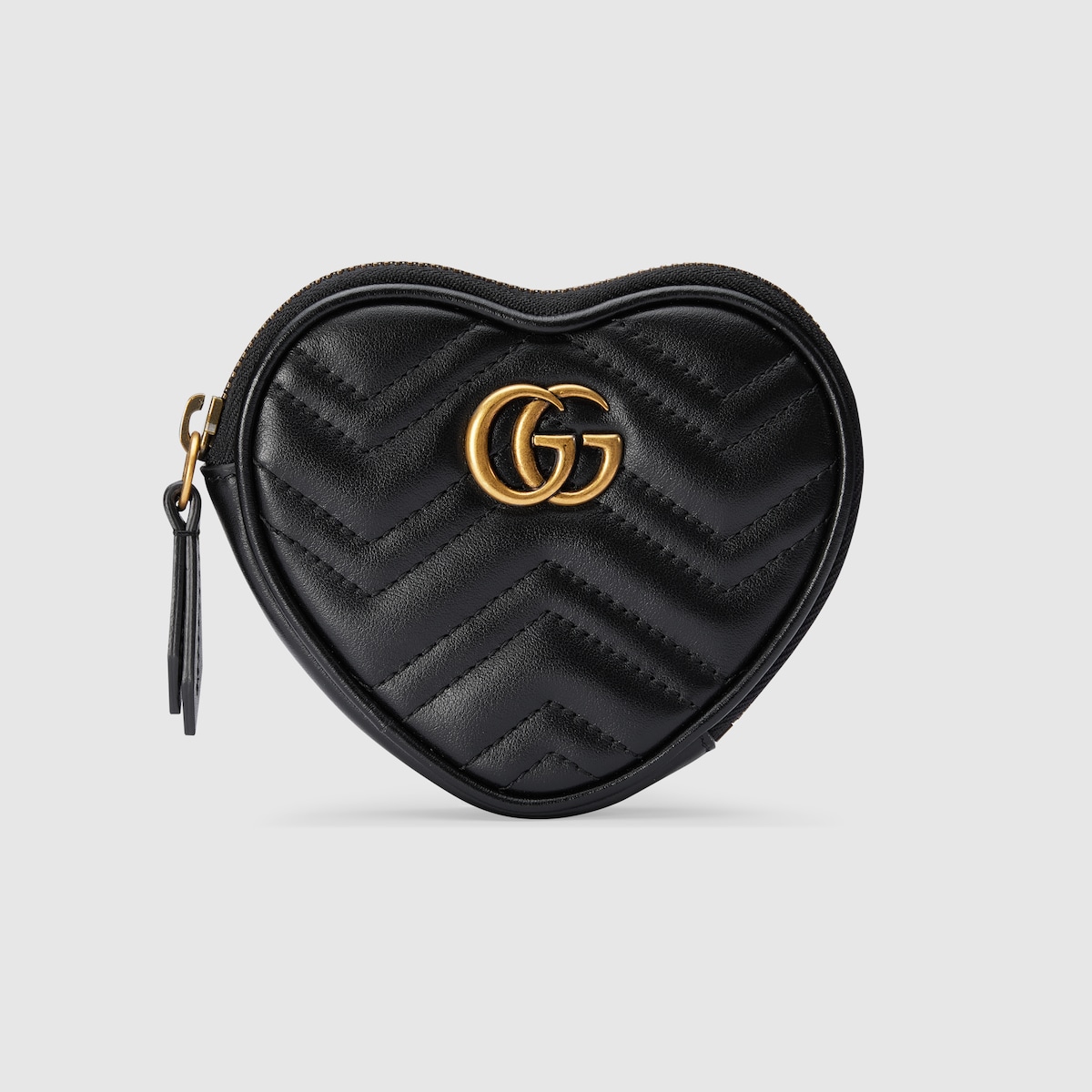 ダブルG ハートシェイプコインケース ・ブラック レザー | GUCCI公式