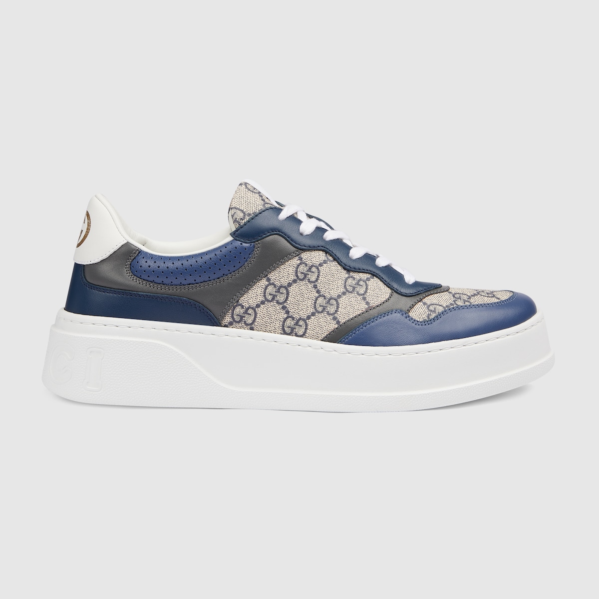 Men's chunky sneaker with GG in beige and blue Supreme