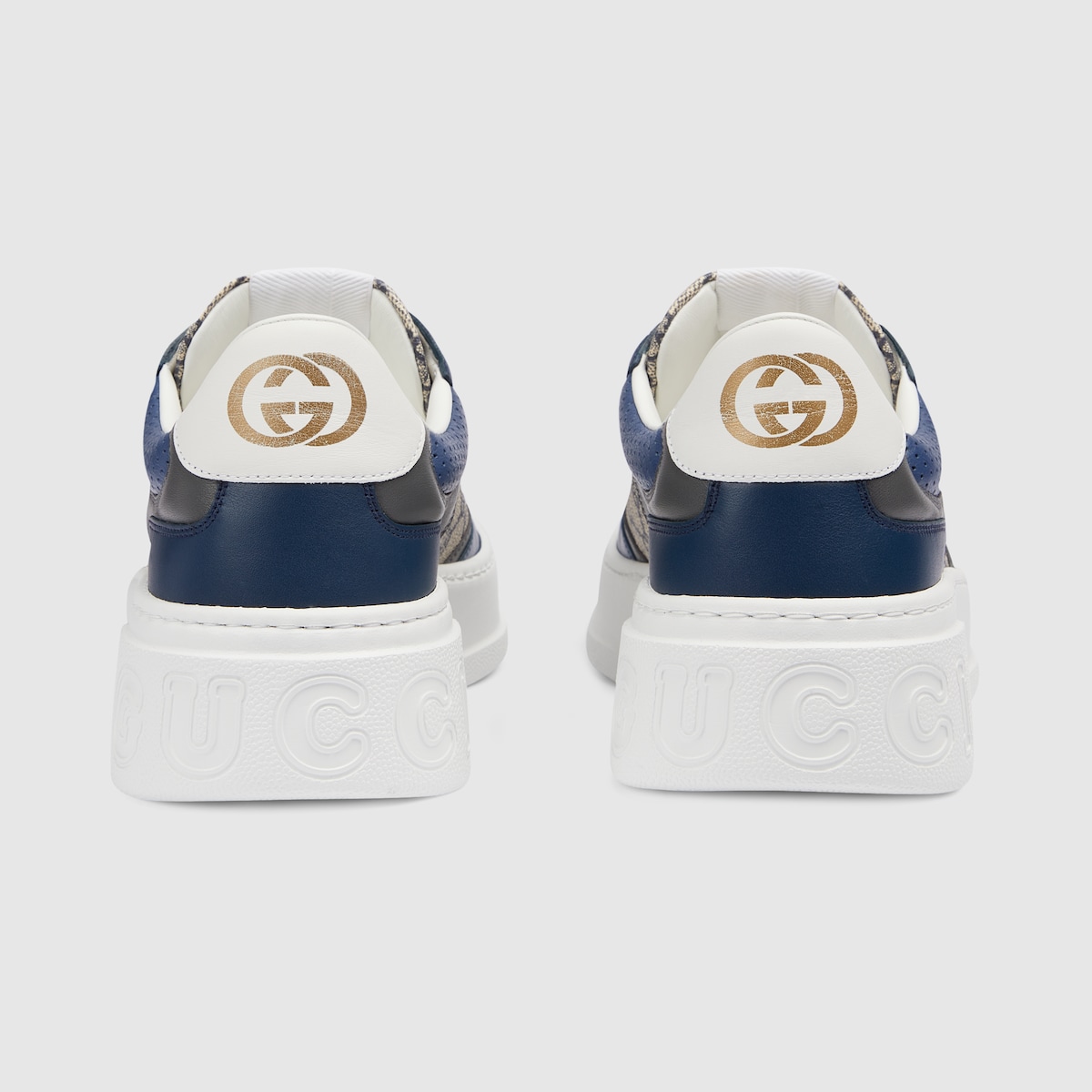 Men's chunky sneaker with GG in beige and blue Supreme