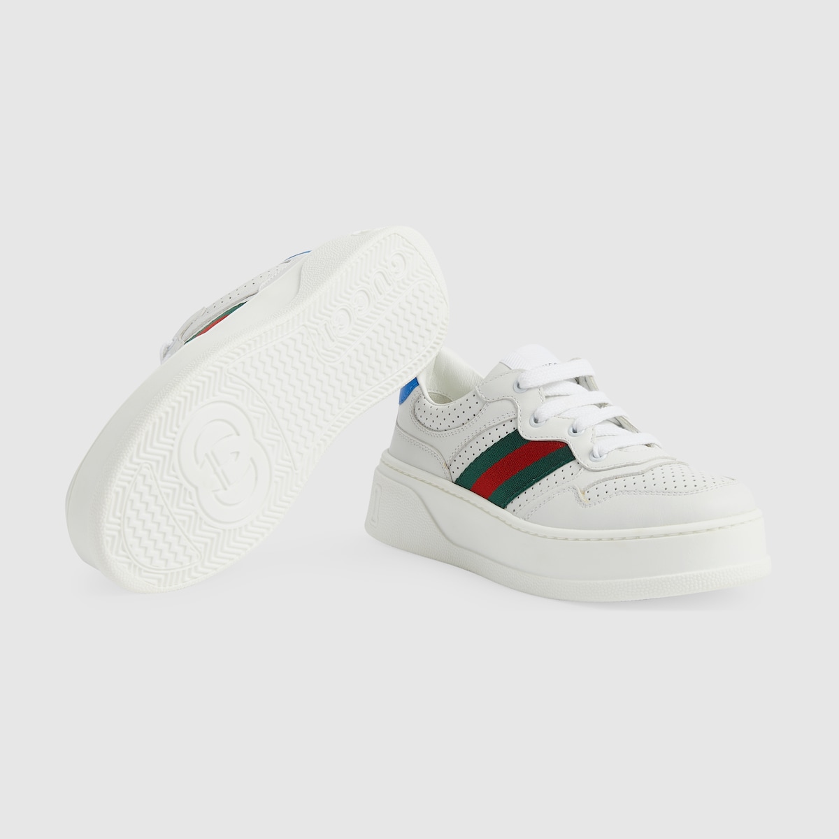 Children's leather sneaker with Web in white leather