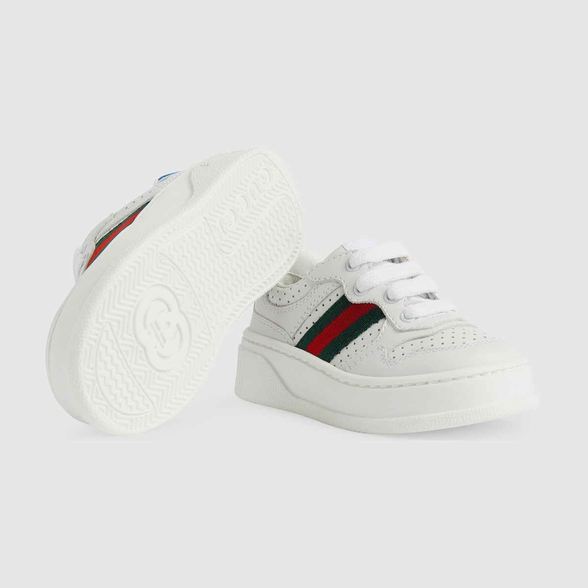Toddler leather sneaker with Web in white leather