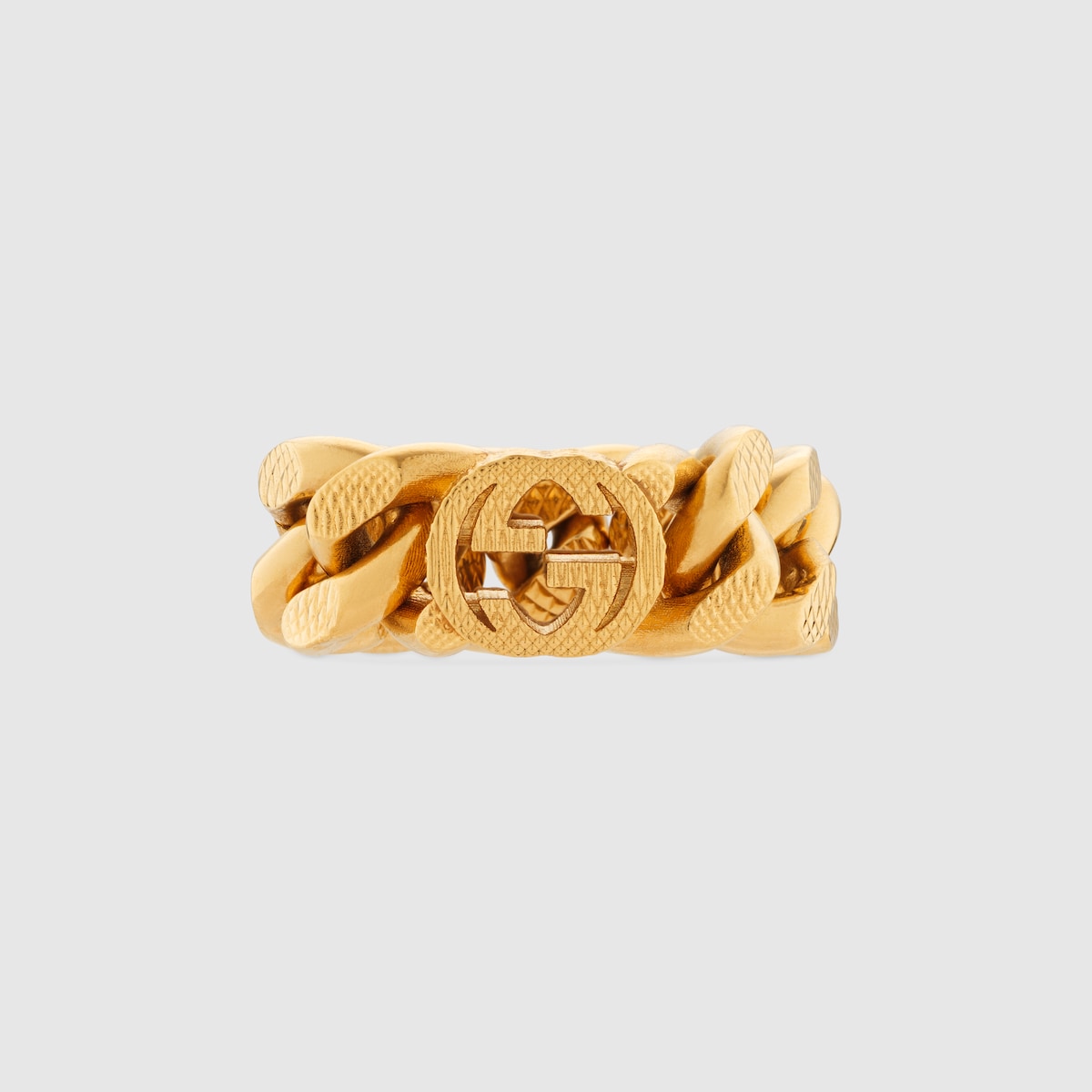 Gucci Interlocking Ring mit Gourmette Kette in gelbgoldfarbenes Metall GUCCI DE