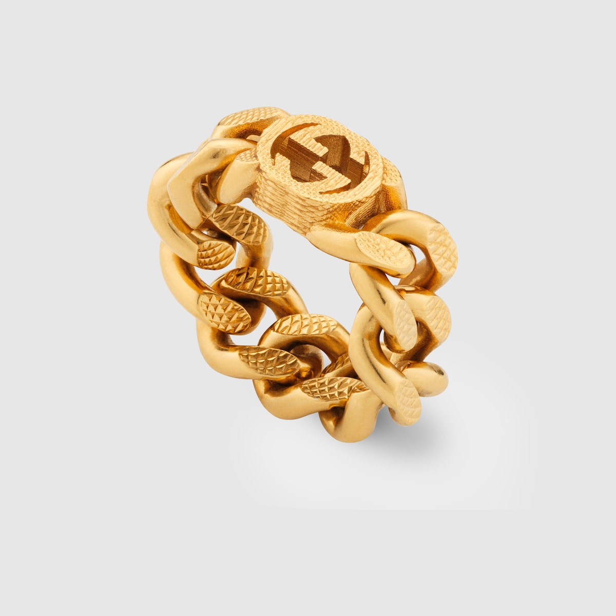 Gucci Interlocking Ring mit Gourmette Kette in gelbgoldfarbenes Metall GUCCI DE