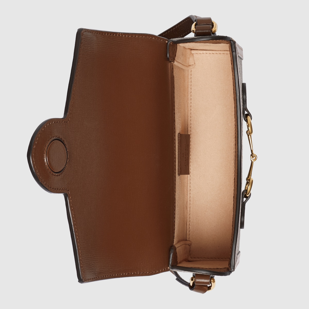 Gucci Horsebit 1955 mini bag in beige and dark brown GG Supreme - thumbnail 7