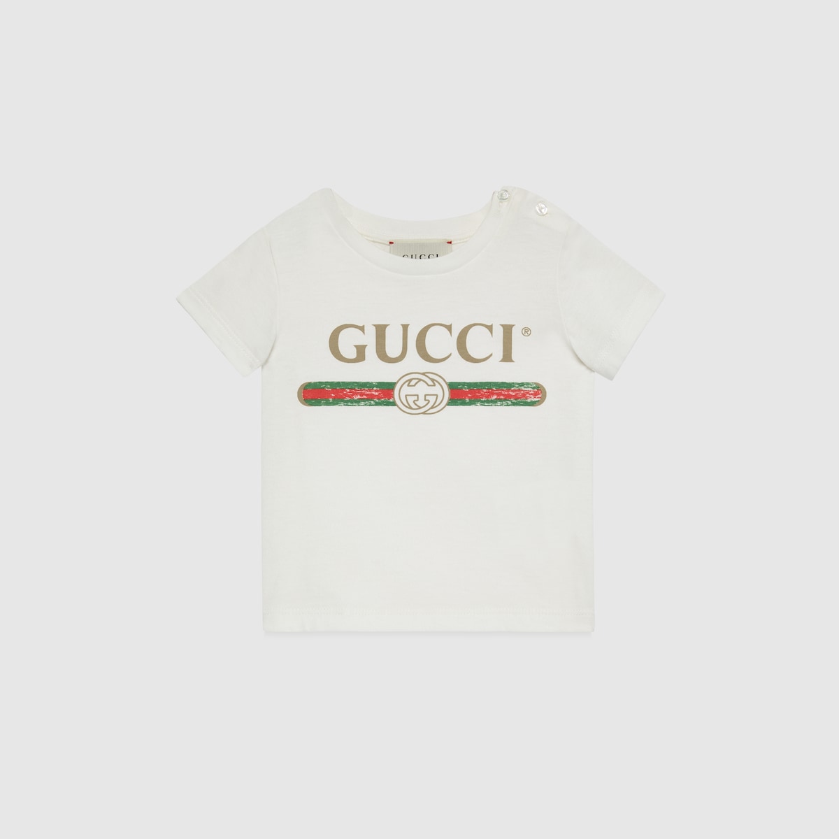 White Cotton Baby T-Shirt With Vintage Gucci Logo - thumbnail 3