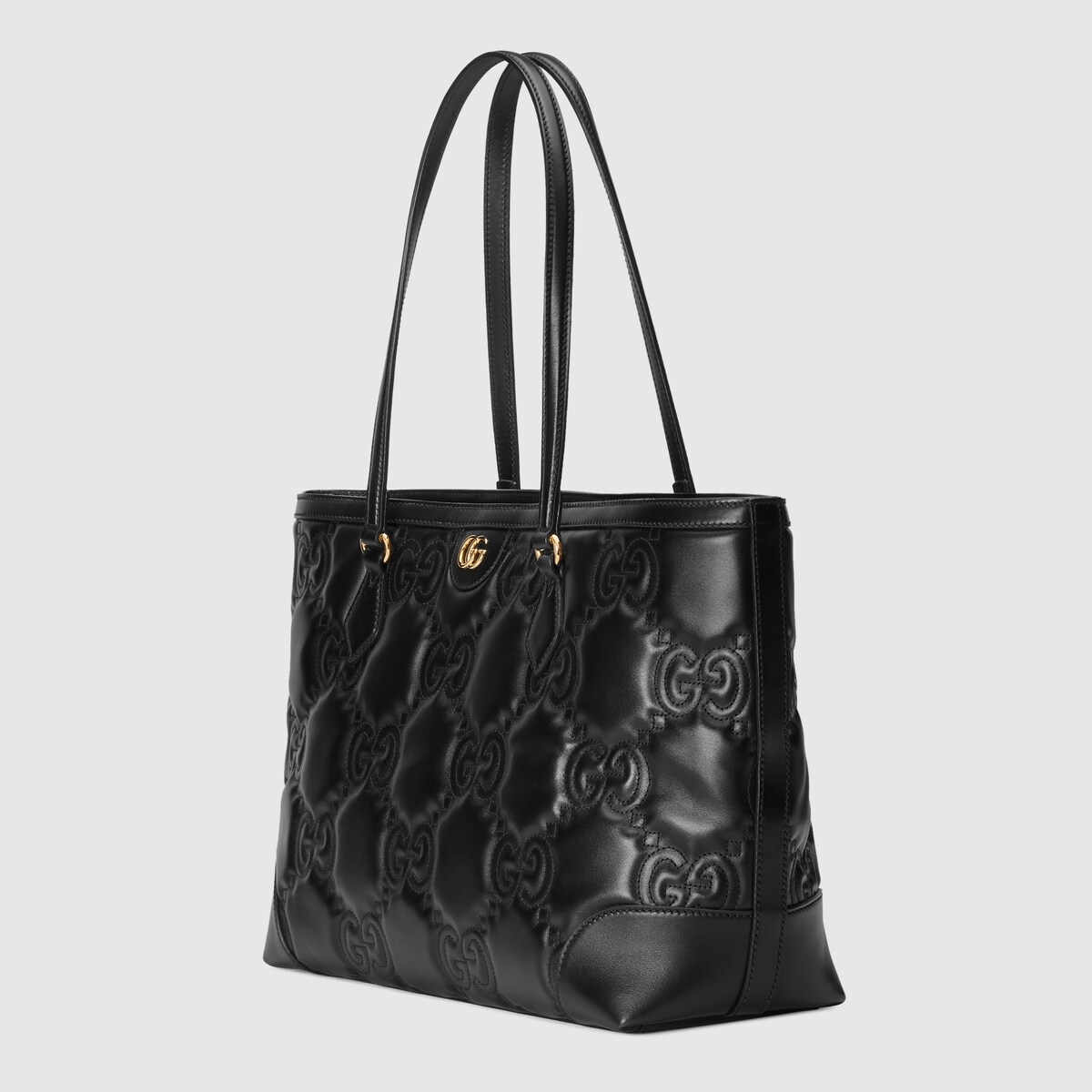 GG Matelassé medium tote in black leather | GUCCI® US