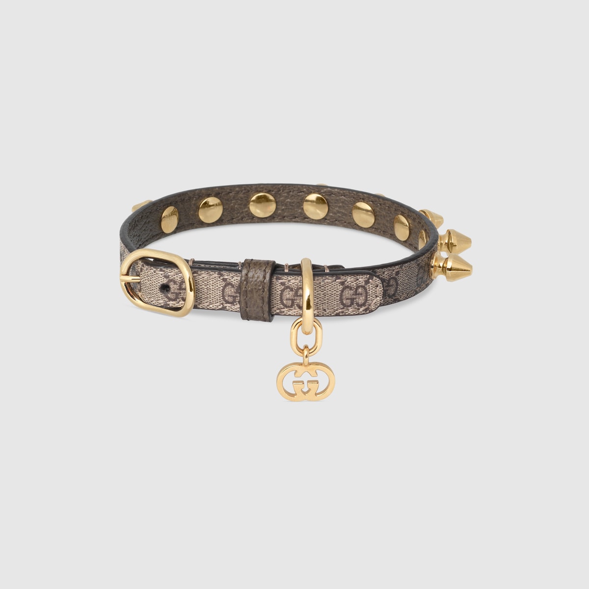 Extra-small pet collar in beige and ebony canvas | GUCCI® US