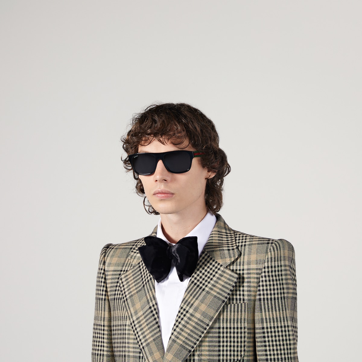 Black Acetate Rectangular-Frame Sunglasses