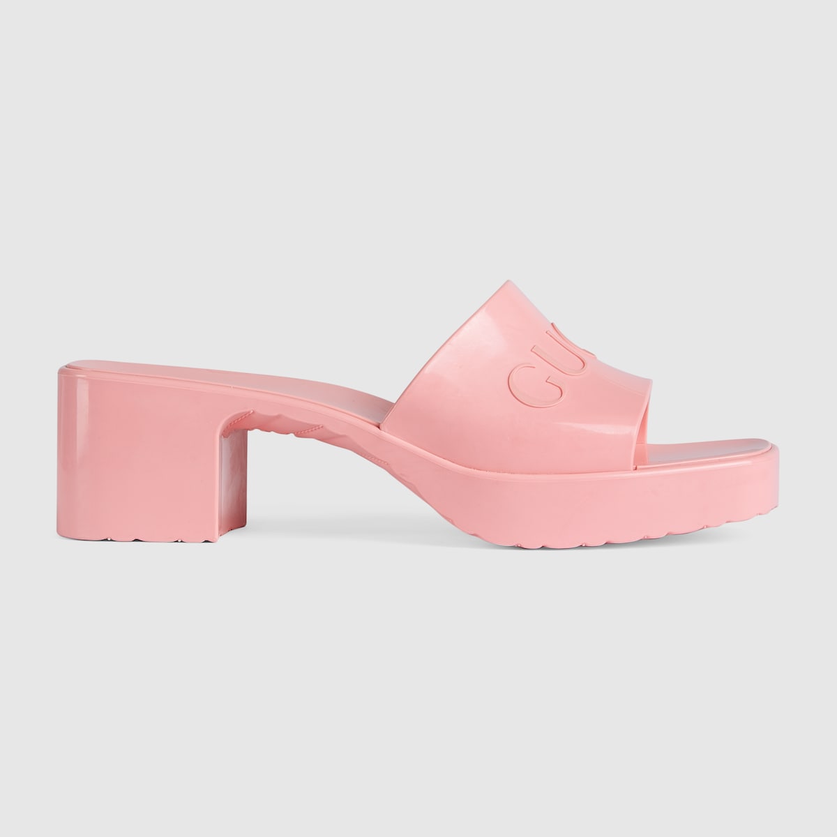 Women's rubber slide sandal in pastel pink rubber GUCCI® US