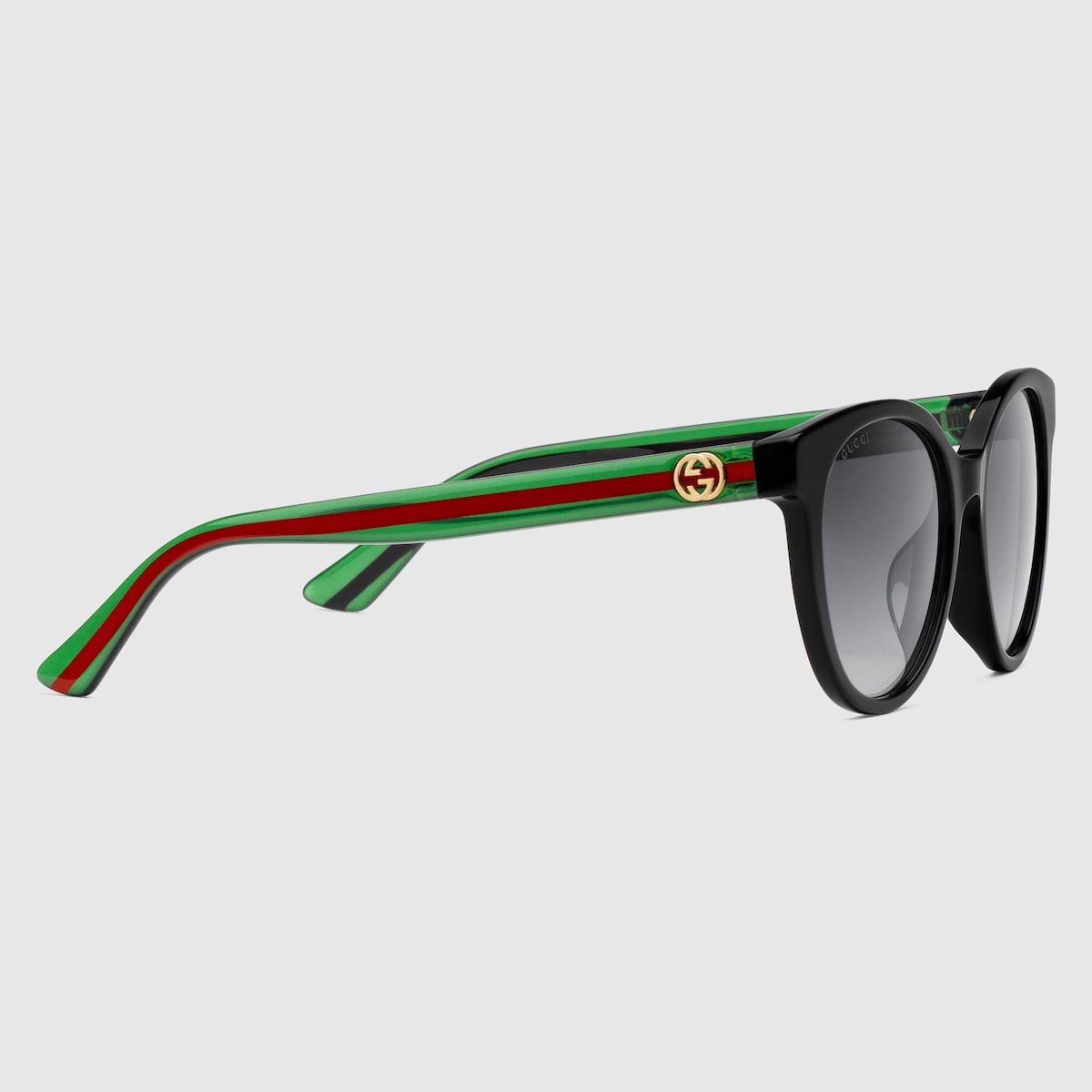 Round-frame sunglasses in black and green acetate | GUCCI® US
