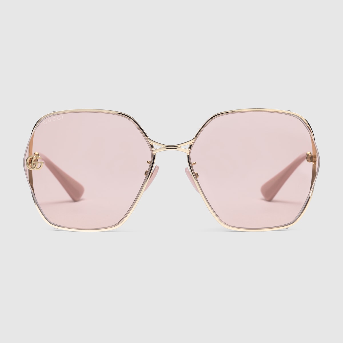 Specialized fit oval-frame sunglasses in gold metal and pink
