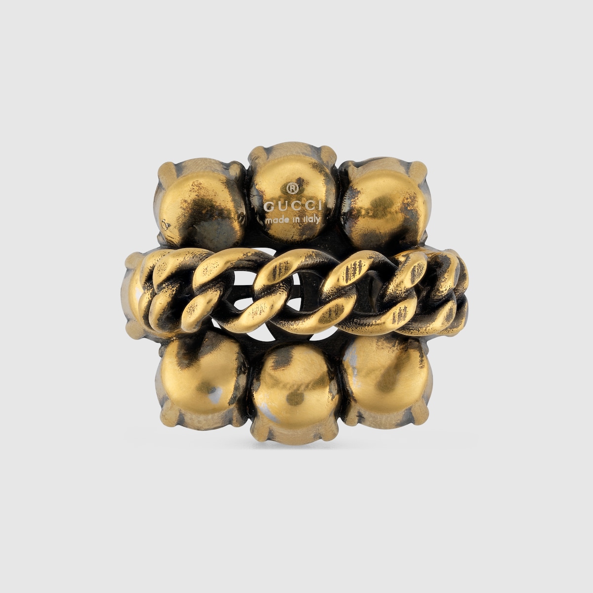 Double G Ring With Clear Crystals | GUCCI® US