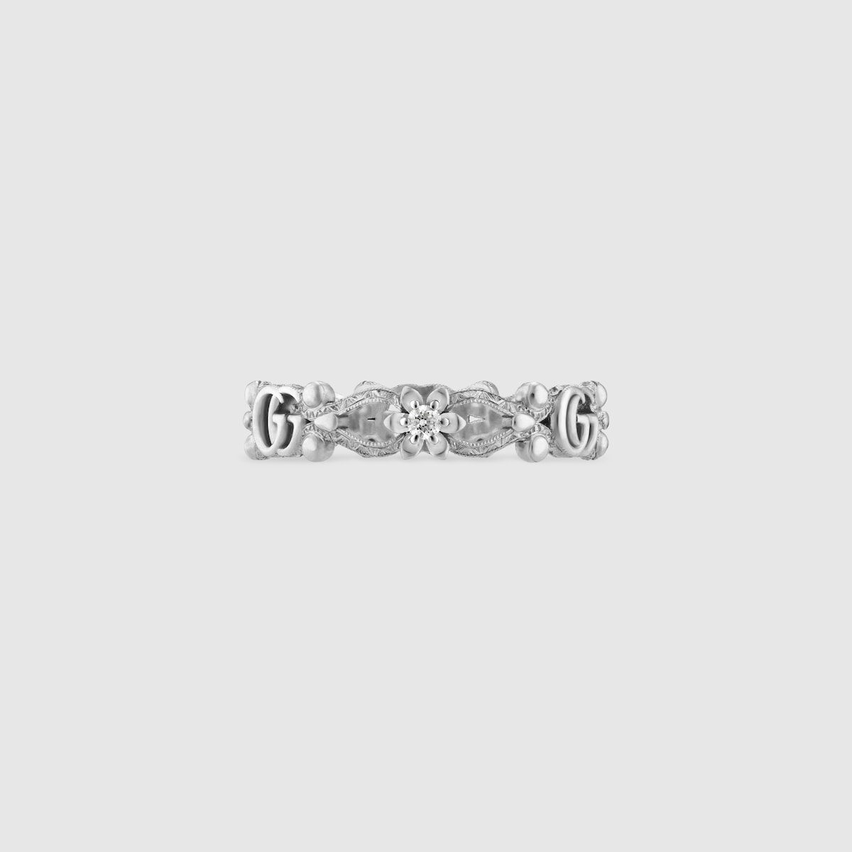 Gucci Flora 18k Ring With Diamonds In White Gold GUCCI US