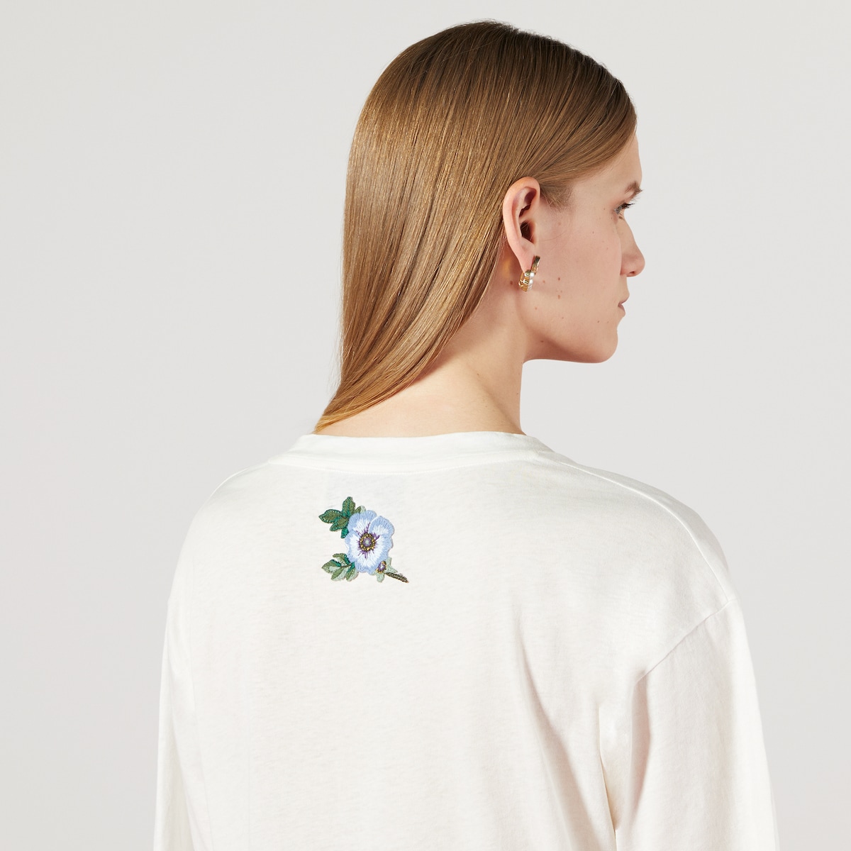 Oversize T-shirt with Gucci logo in white cotton jersey