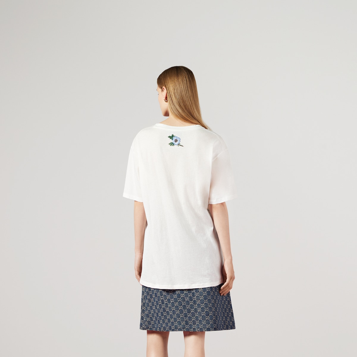 GUCCIロゴ オーバーサイズ コットン Tシャツ ・ホワイト コットン