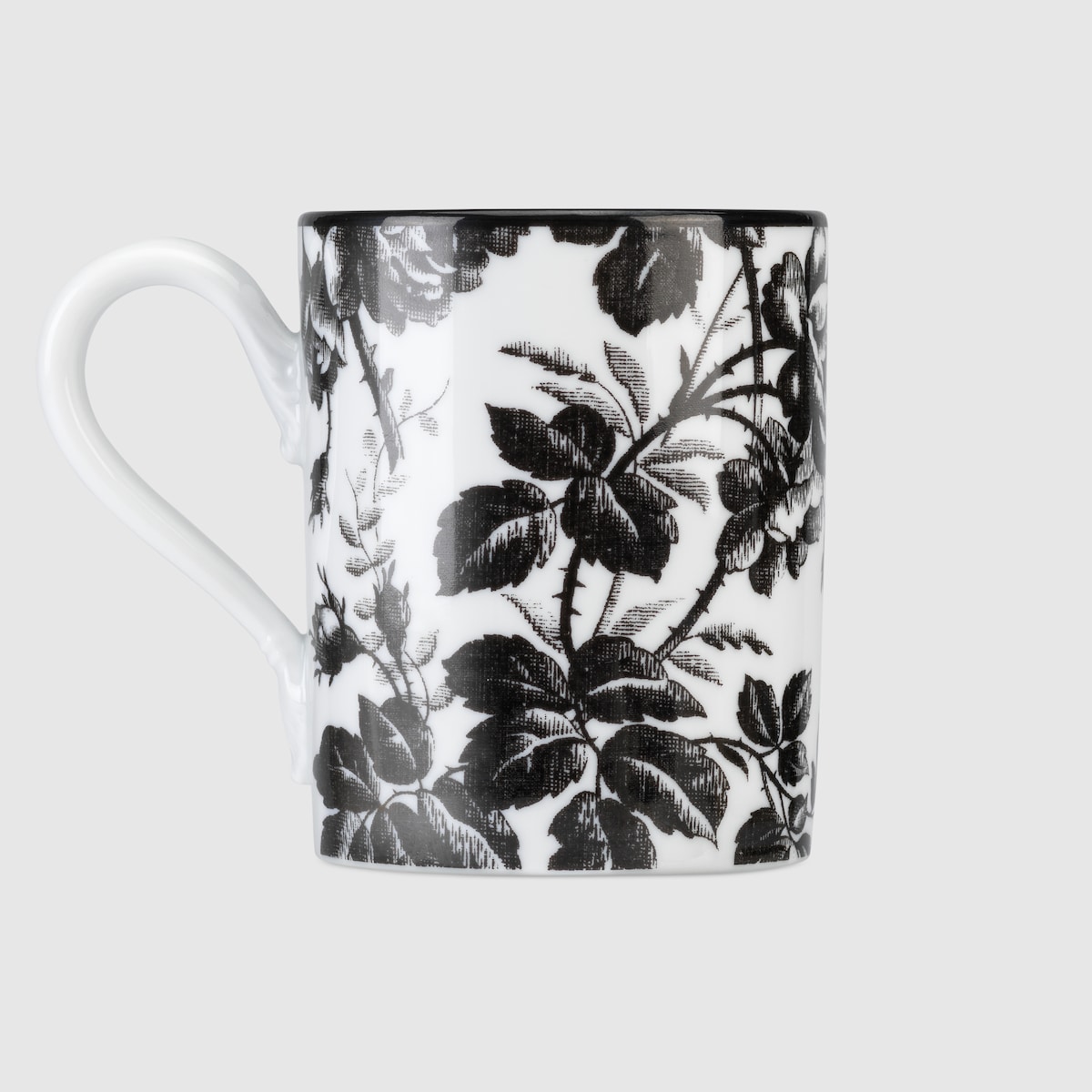 Herbarium mug in black and white porcelain - thumbnail 2