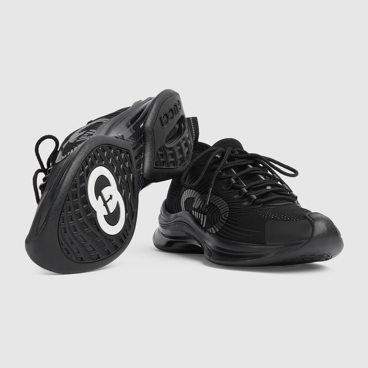 Men's Gucci Run trainer in black fabric | GUCCI® SG