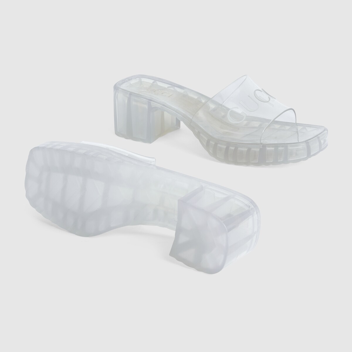 Women's slide sandal with Gucci logo in transparent rubber GUCCI® US