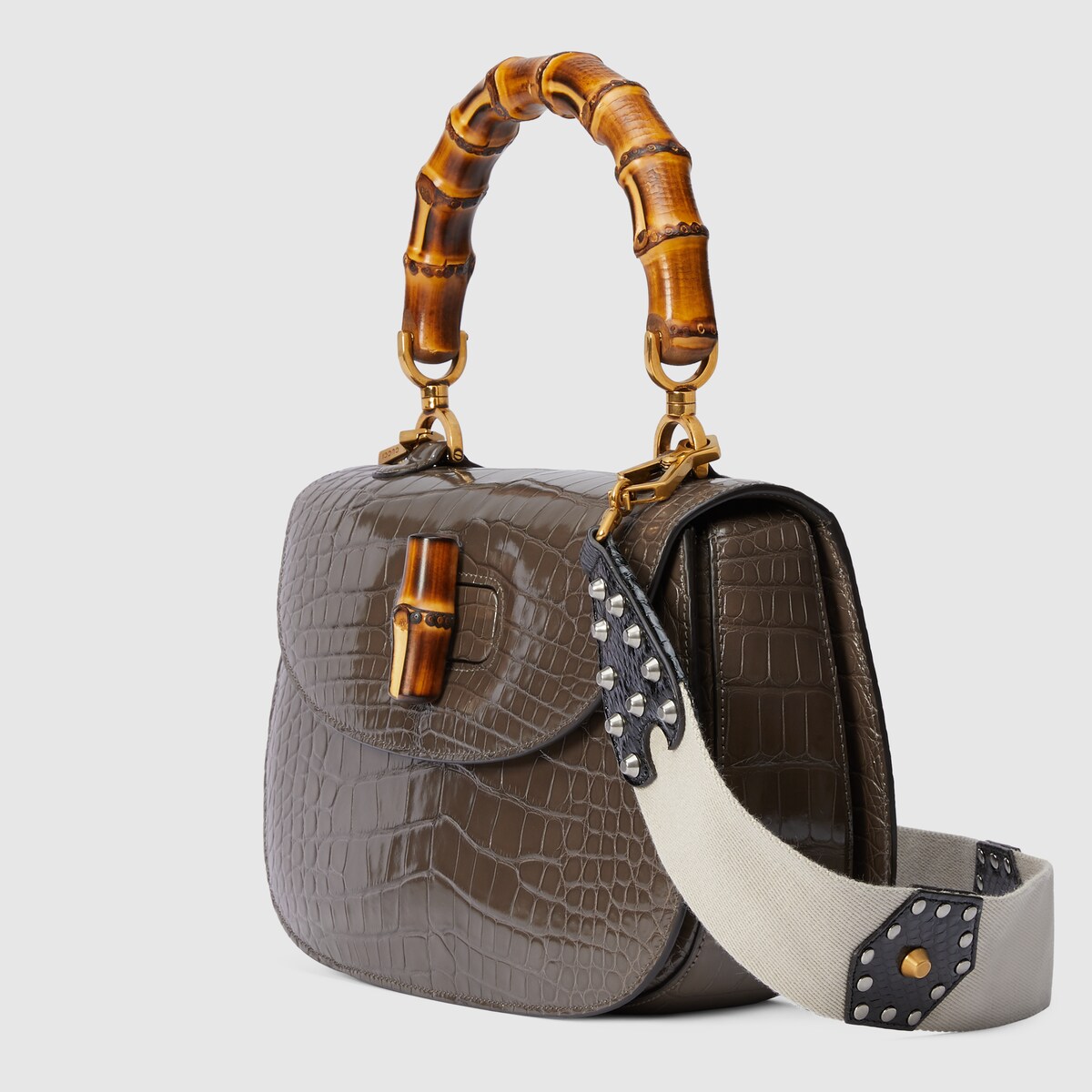 Gucci crocodile tote online bag with bamboo handle