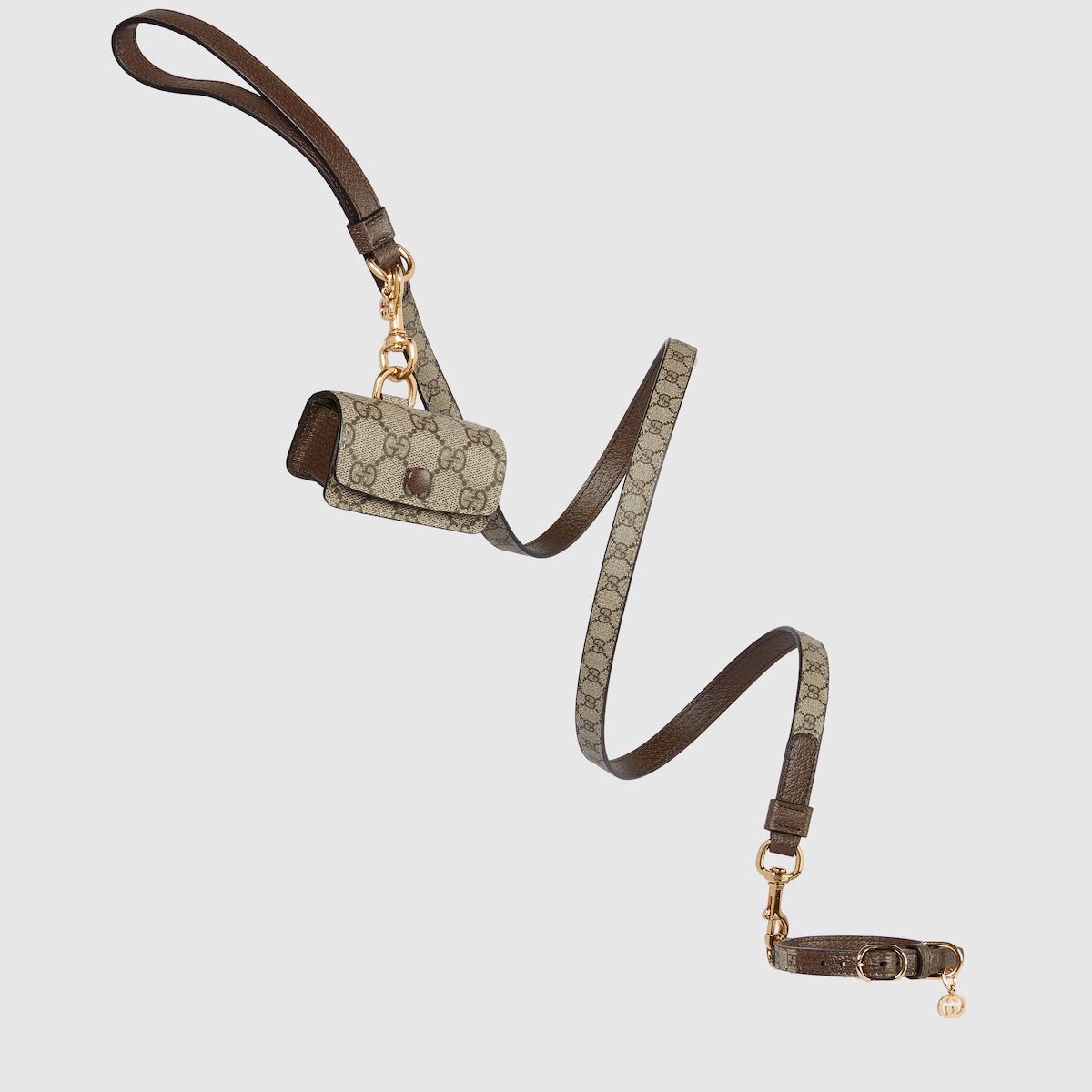 Extra-small pet leash in beige and ebony GG Supreme | GUCCI® US