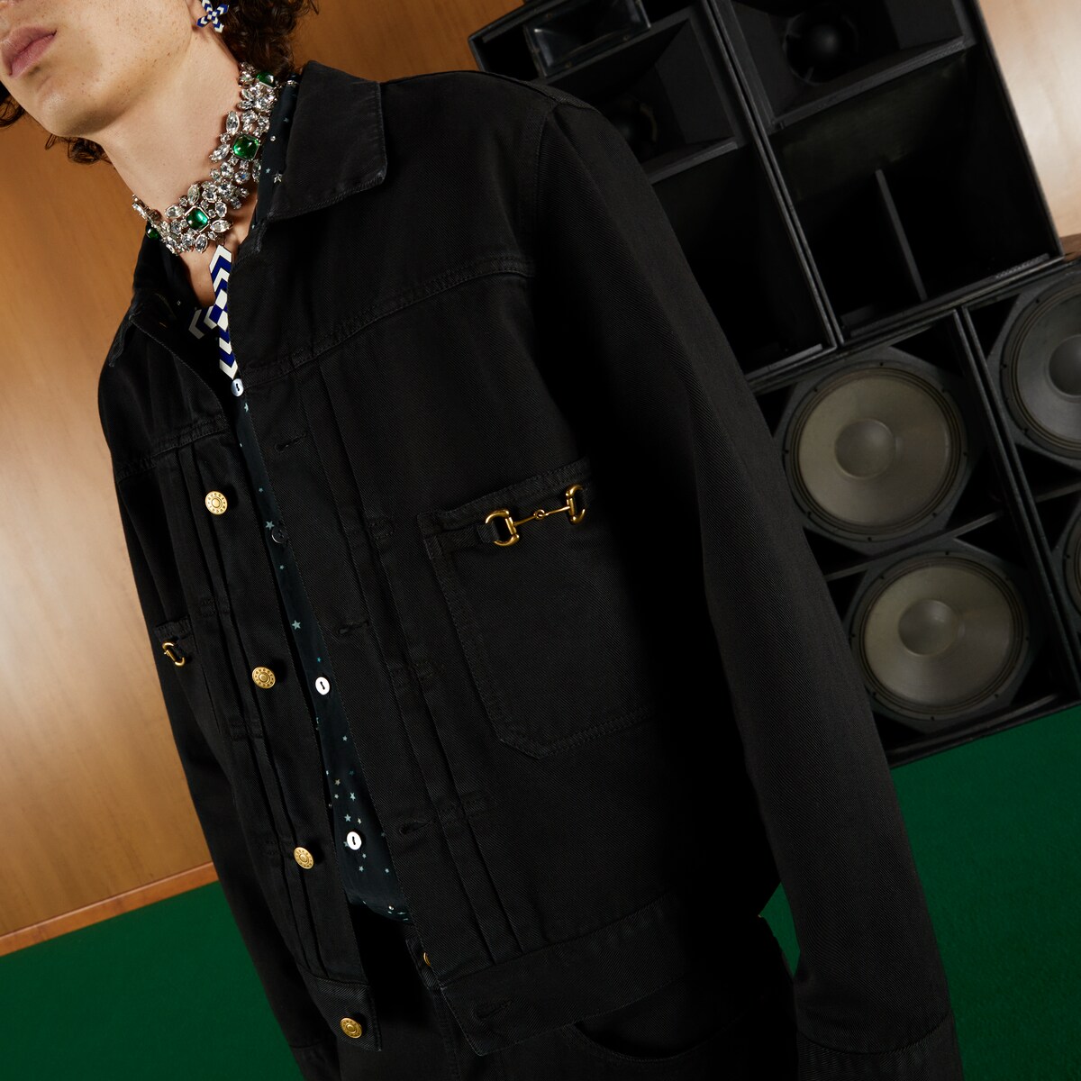Gucci black jean jacket store
