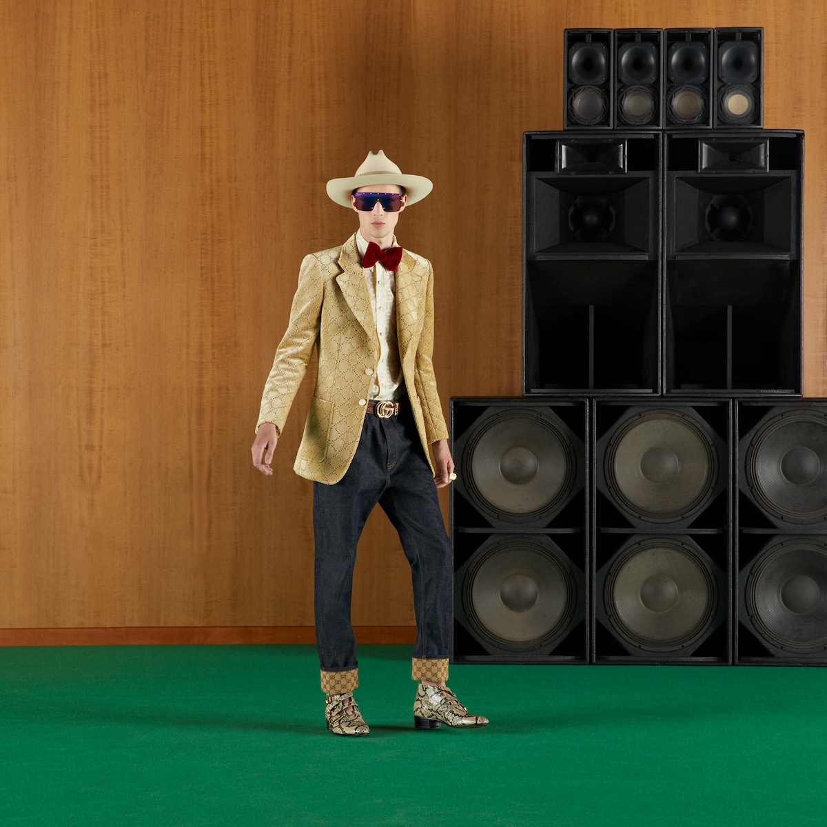 Gチャン Denim trousers with cuffs in dark blue | GUCCI® ZA