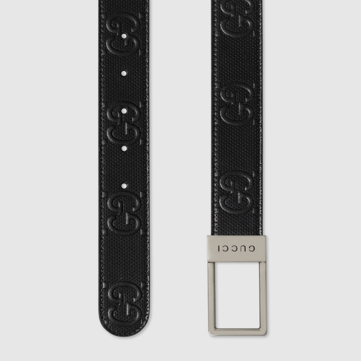 GG belt with rectangular buckle in black GG leather | GUCCI® US