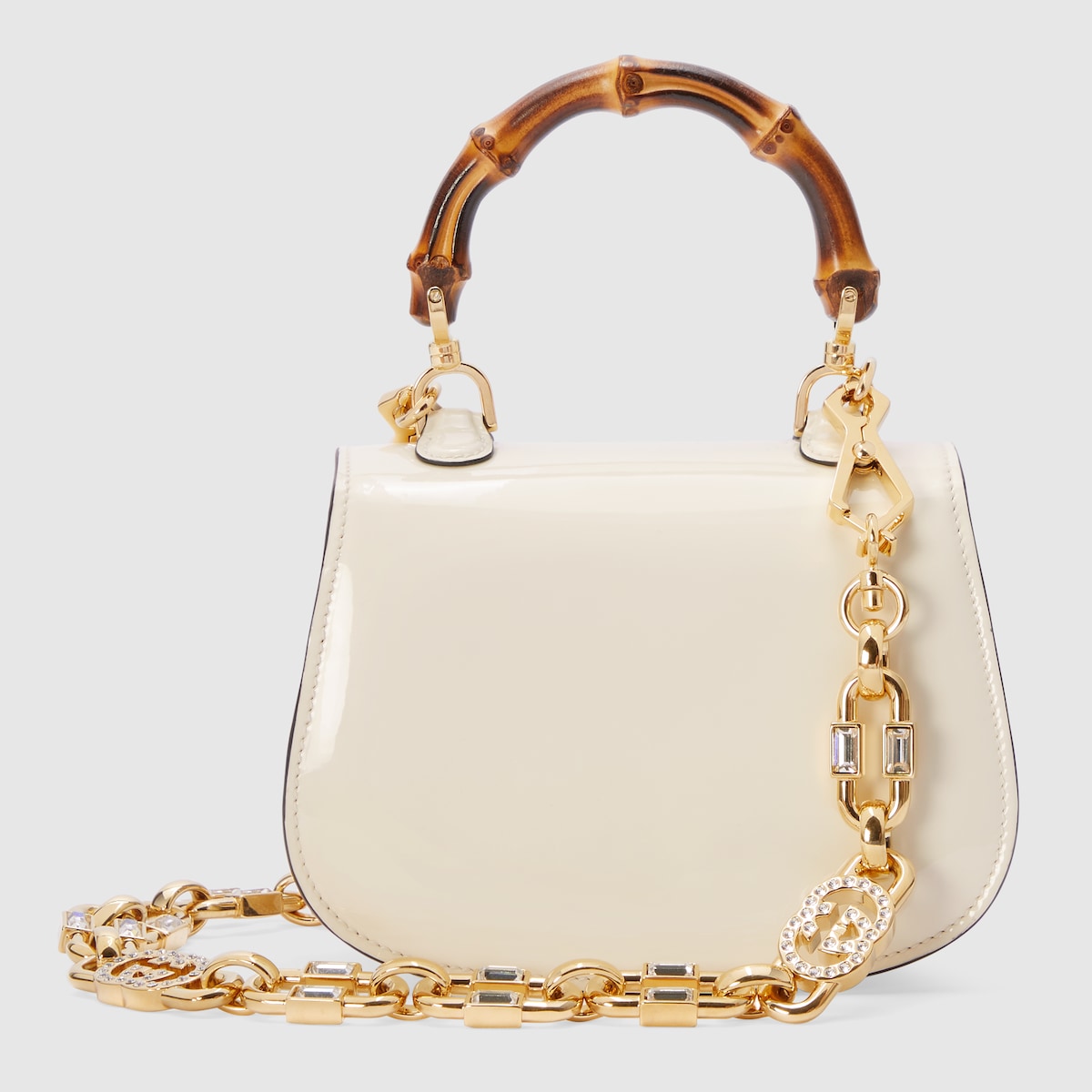 Mini borsa a mano Gucci Bamboo 1947 in pelle verniciata bianca GUCCI Italia