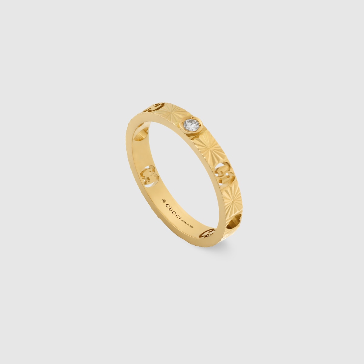 Icon 18k diamond heart ring in 18k yellow gold | GUCCI® US