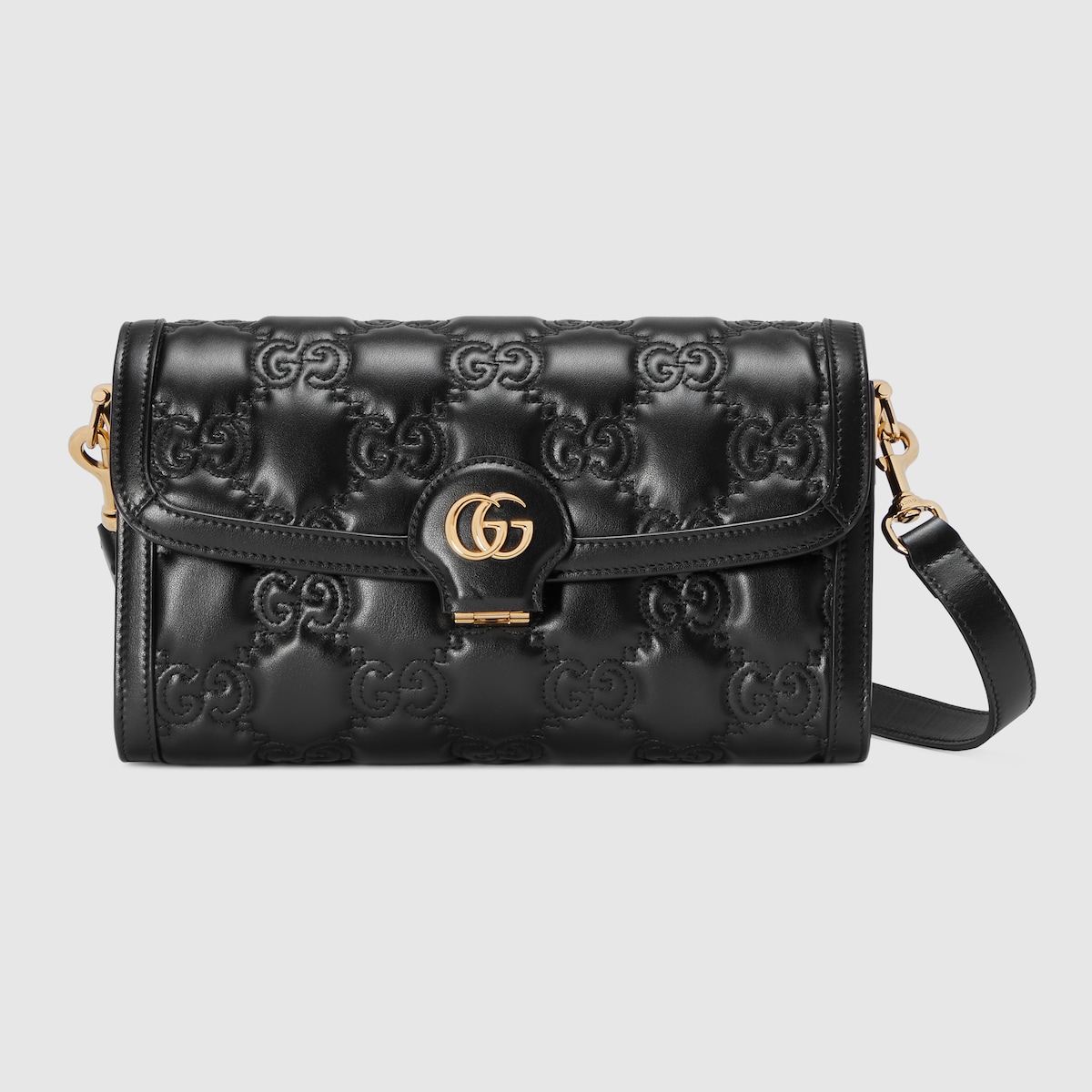 Kleine GG Matelassé Schultertasche in schwarzes Leder | GUCCI® DE